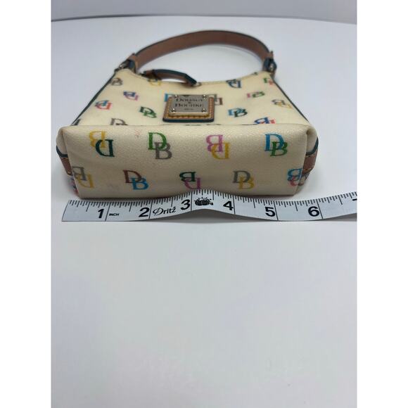 Dooney & Bourke Itsy Bitsy Ivory Multi-Color SIG Coated Canvas Zip MIni Handbag - Picture 12 of 14